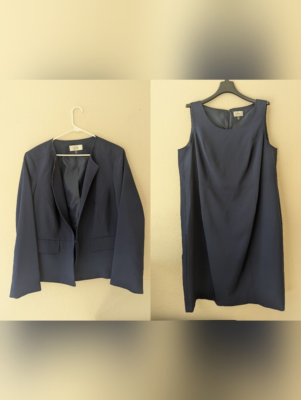 Le Suit Navy Women's Tailored Open-Front Blazer & Dress Set